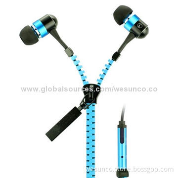 Colorful Metal Zipper Earphones with Mic or Volume Control or No these, FM Direct SZ FactoryNew
